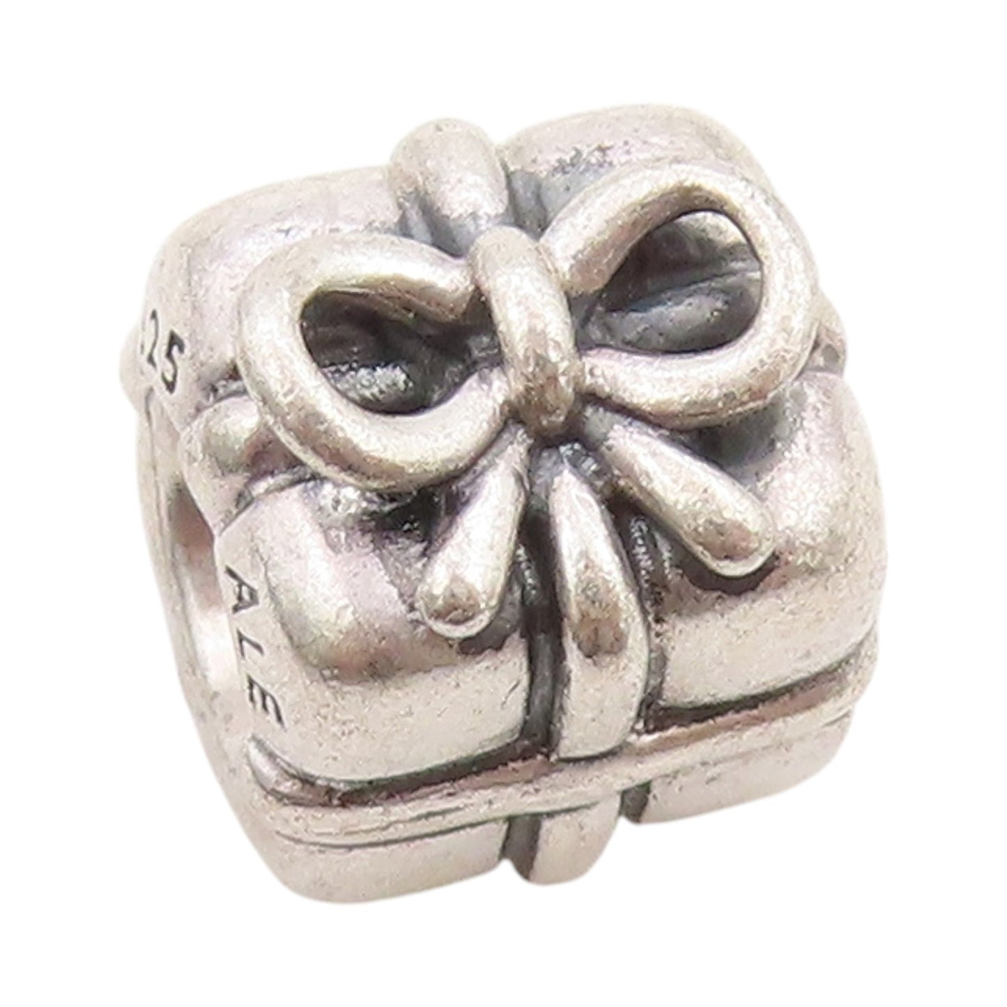 925 Sterling Silver Vintage Pendant PANDORA Carved Gift Box Charm  PT24499