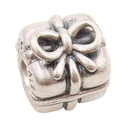 925 Sterling Silver Vintage Pendant PANDORA Carved Gift Box Charm  PT24499