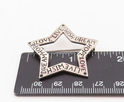 925 Sterling Silver Vintage Brooch Engraved Inspirational Words Star BP12054