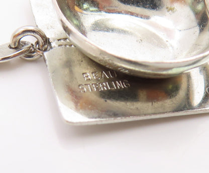 BEAU 925 Sterling Silver  Vintage Shiny Graduation Cap Pendant  PT17348
