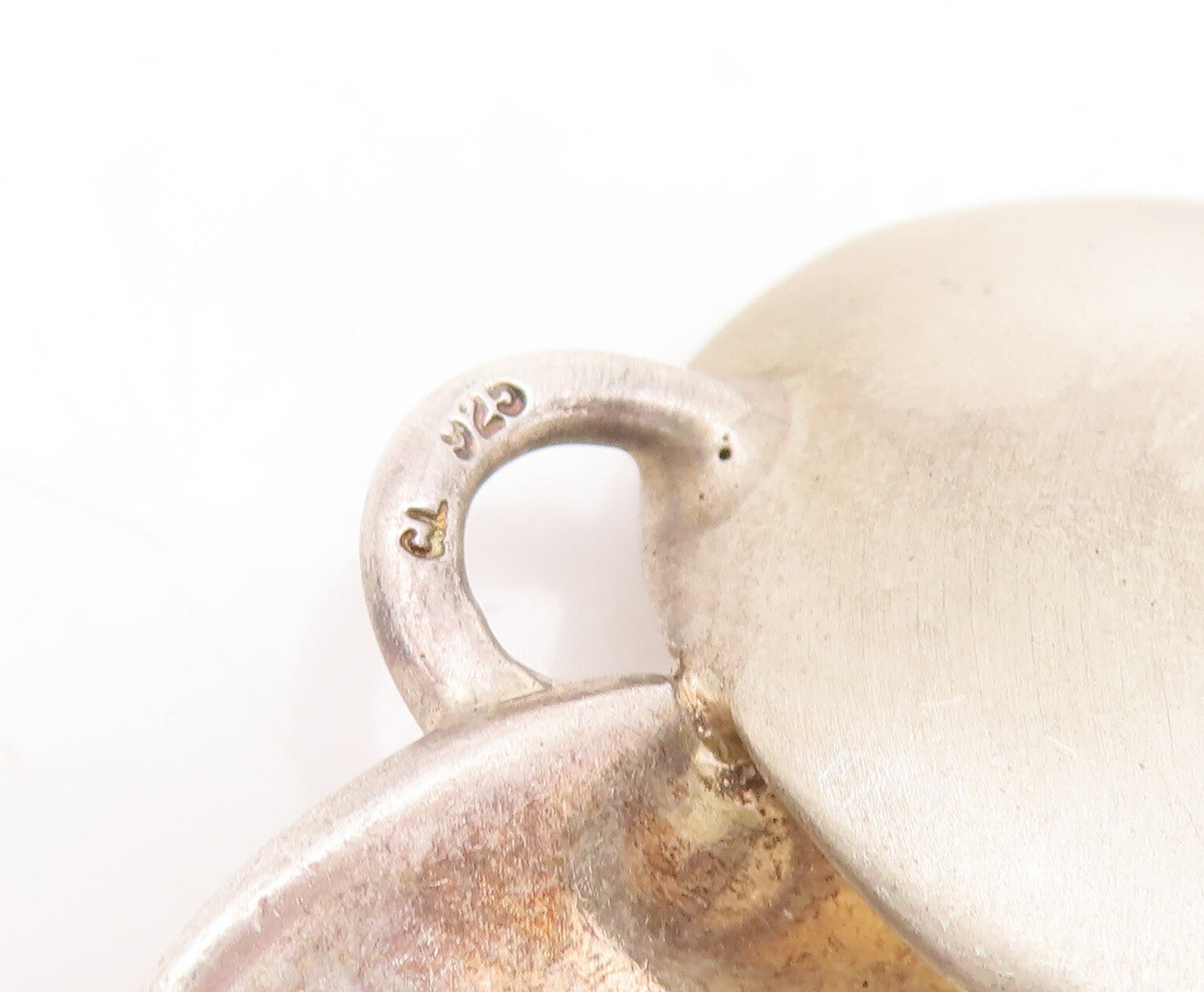 925 Sterling Silver Vintage Pendant Designer Split Solid Swirl Heart  PT22597