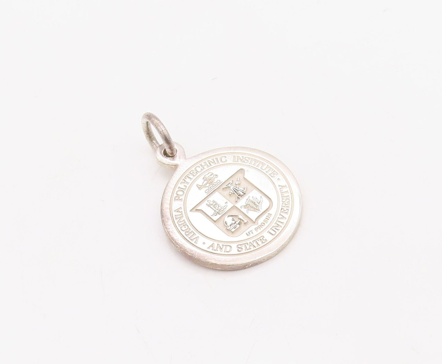 925 Sterling Silver Vintage Pendant Virginia State School Carved Coin  PT23569