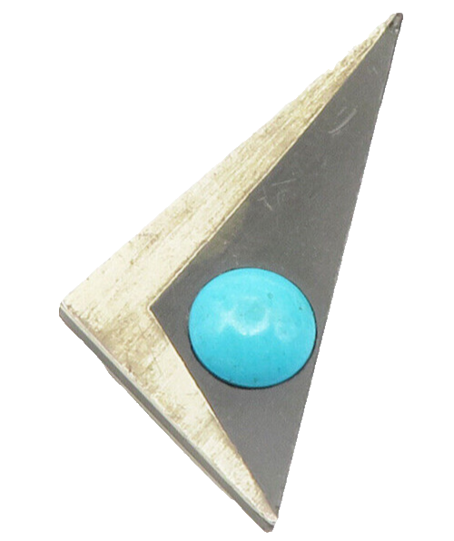 AC MEXICO 925 Silver  Vintage Cabochon Turquoise Modernist Brooch Pin  BP4510
