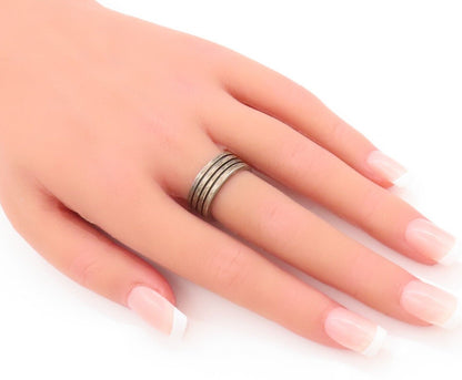 925 Sterling Silver Vintage Ring Minimalist Grooved Rings  Sz 7  RG28346