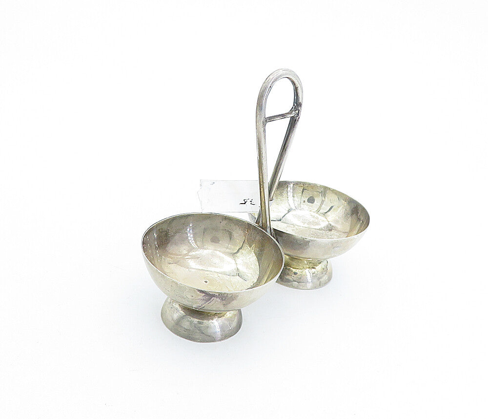 OLD CREST 925 Sterling Silver  Vintage Salt & Pepper Bowl With Handle  TR1118