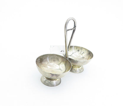 OLD CREST 925 Sterling Silver  Vintage Salt & Pepper Bowl With Handle  TR1118