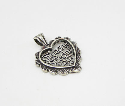 925 Sterling Silver  Vintage Someone Special Love Heart Drop Pendant  PT1888