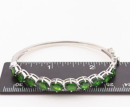 925 Sterling Silver Vintage Bracelet Oval Cut Green Topaz Bangle  BT10727