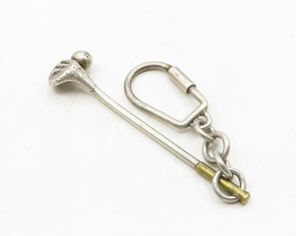 MEXICO 925 Sterling Silver  Vintage 2 Tone Golf Club Sports Key Chain  TR1896