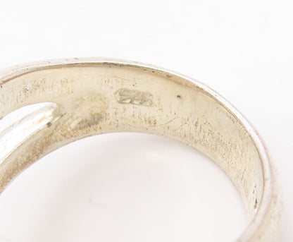 925 Sterling Silver Vintage Ring Large Oval Hammered Effect  Sz 7.5  RG31343