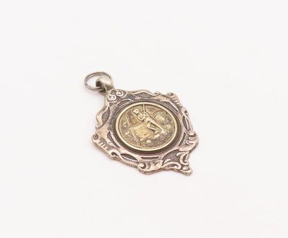 925 Sterling Silver Vintage Pendant Antique Carved Soldier On Field PT23428