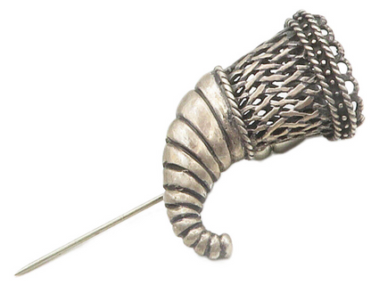 925 Sterling Silver  Vintage Dark Tone Wizard's Hat Magic Lapel Pin  TR2100
