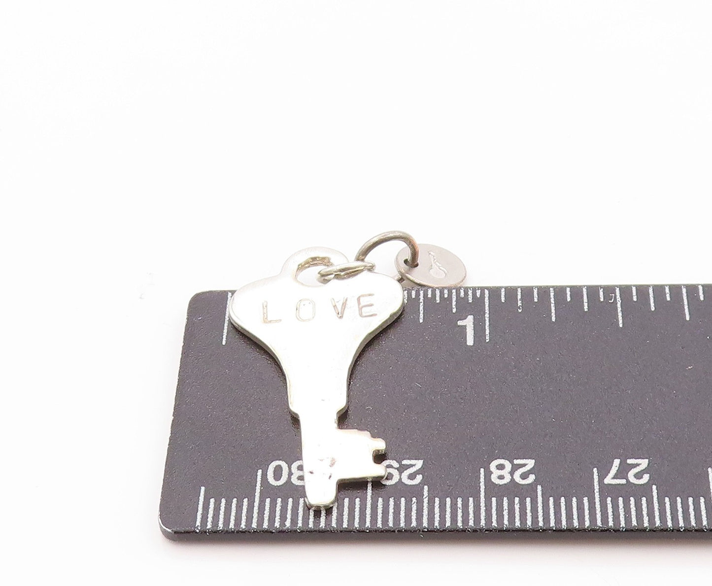 925 Sterling Silver Vintage Pendant Solid Cutout Key Of Love  PT24121