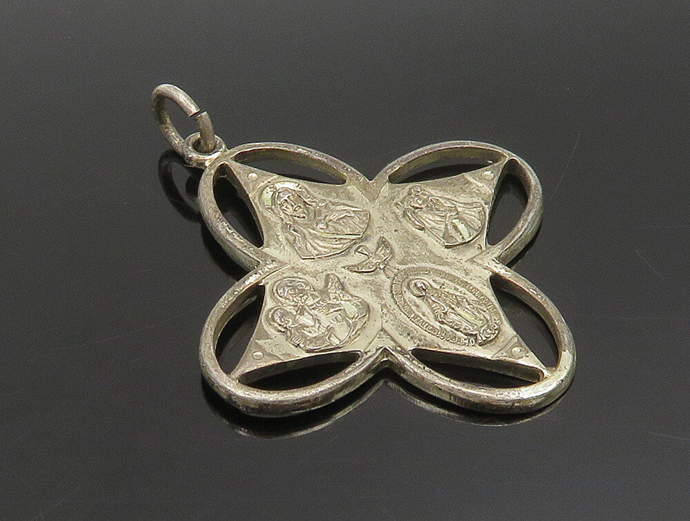 925 Sterling Silver Vintage Antique Religious Miraculous Medal Pendant PT20216