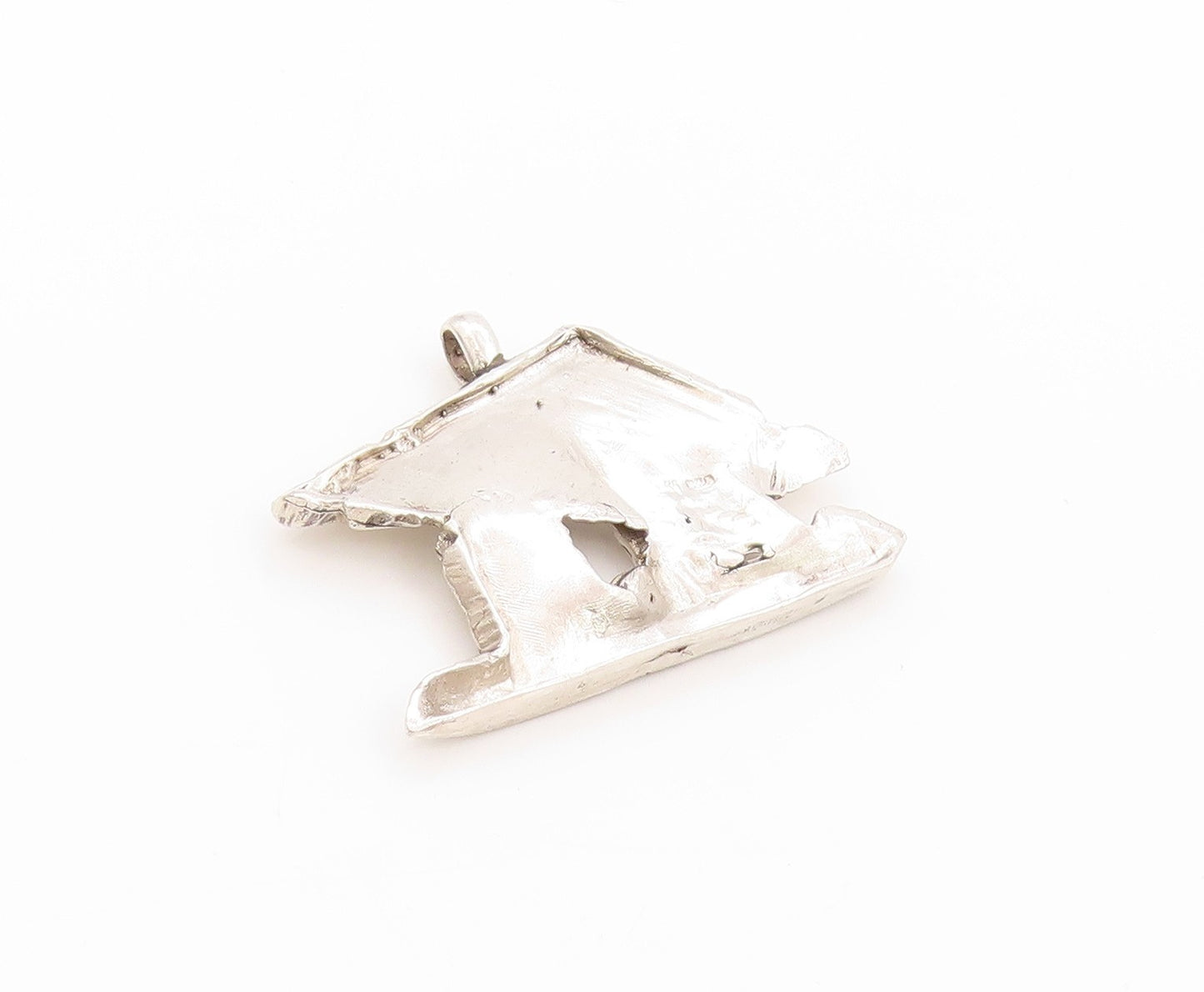 925 Sterling Silver Vintage Pendant Brutalist Cutout Mountain Scenery  PT24117