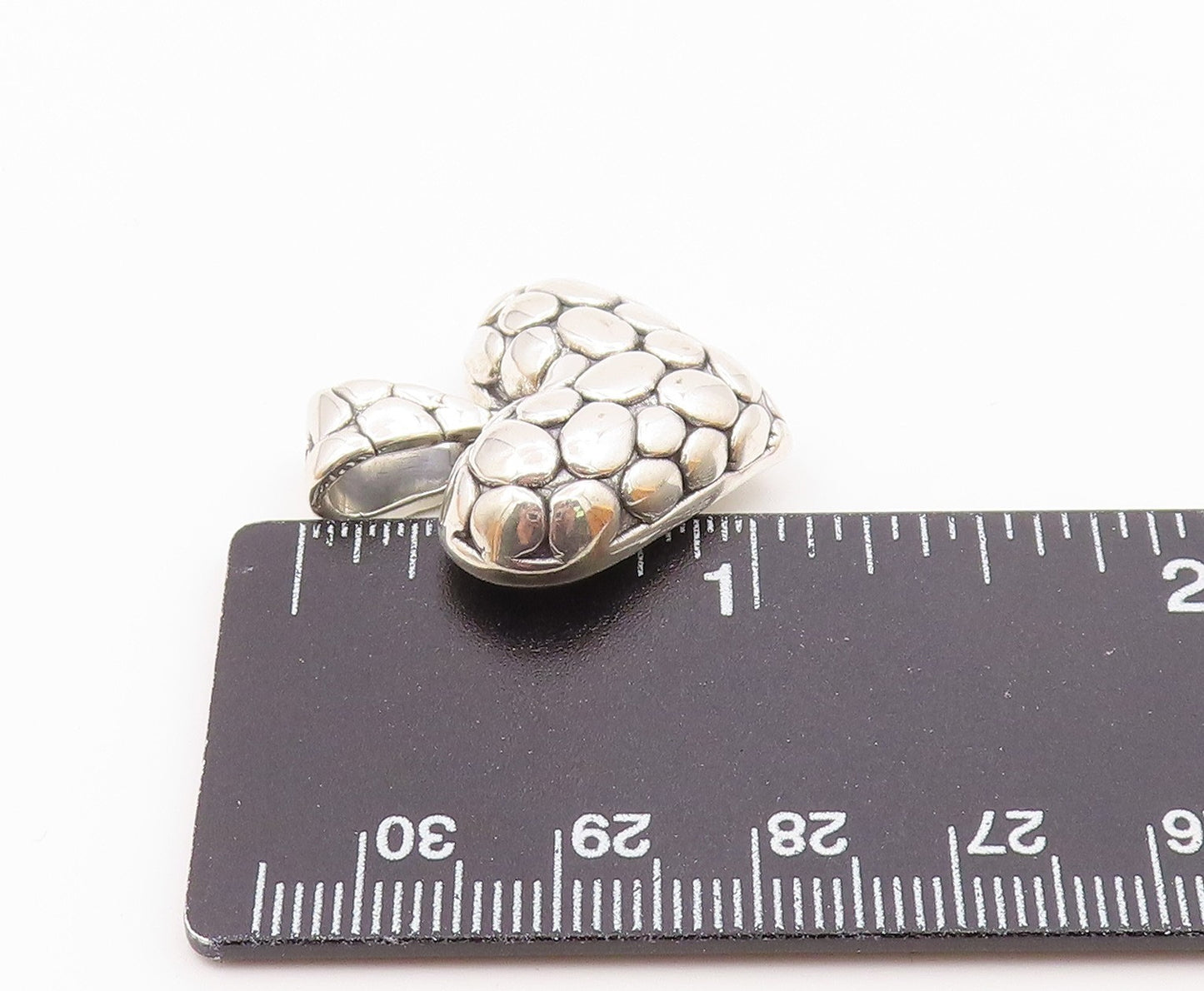 925 Sterling Silver  Vintage Cobblestone Pattern Love Heart Pendant  PT19876