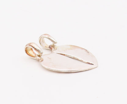 925 Sterling Silver  Vintage Shiny Split Love Heart Drop Pendant  PT18611