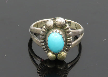 D. WHITEGOAT NAVAJO 925 Silver  Vintage Turquoise Band Ring Sz 4.5  RG20441