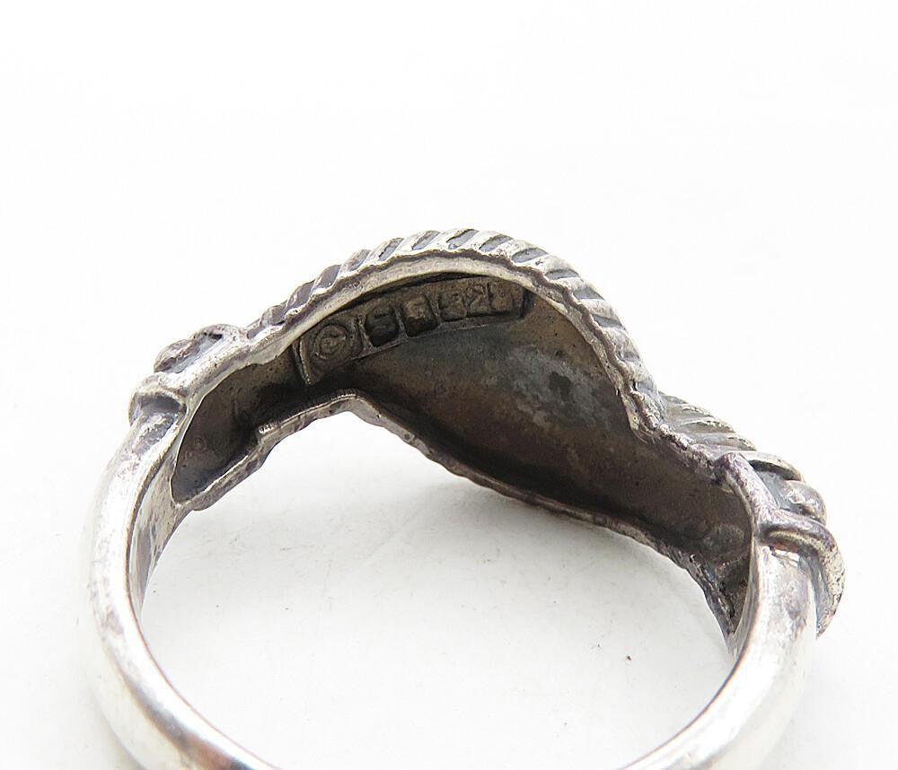 925 Sterling Silver  Vintage Dark Tone Twist Bypass Band Ring Sz 7.5  RG9234