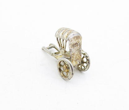 925 Sterling Silver  Vintage Petite Old Fashioned Carriage Pendant  PT3413