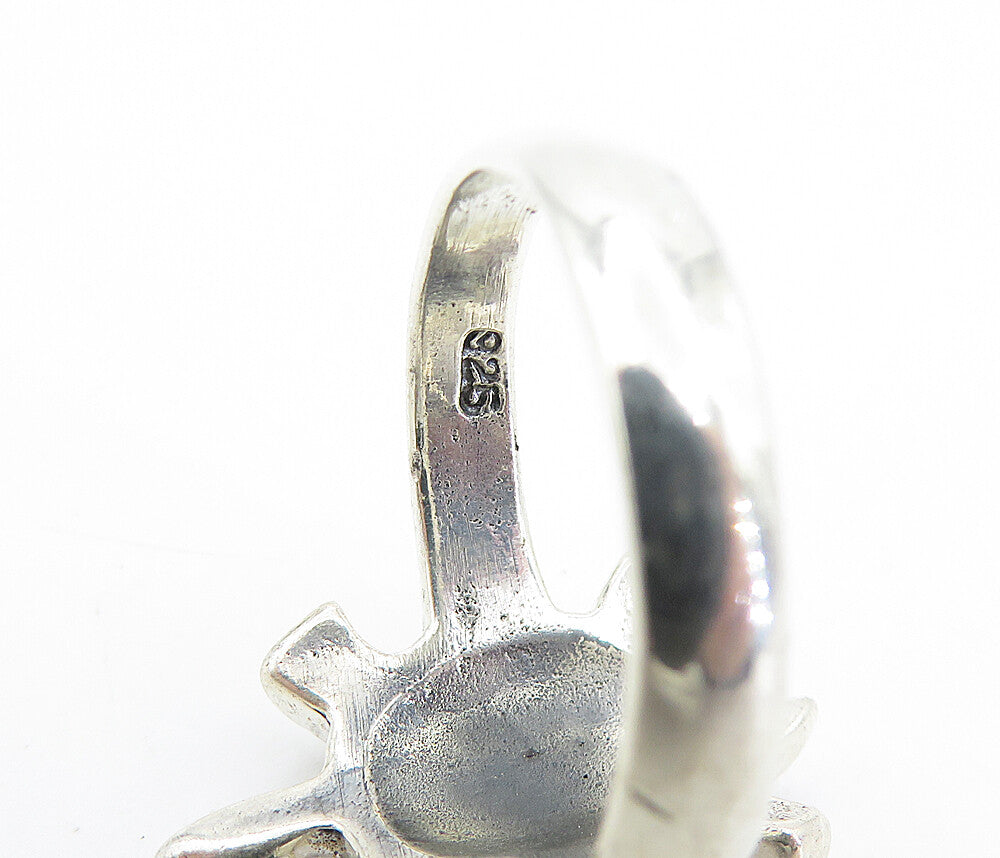 925 Sterling Silver  Marcasite Decorated Turtle Statement Ring Sz 9.5  RG7872