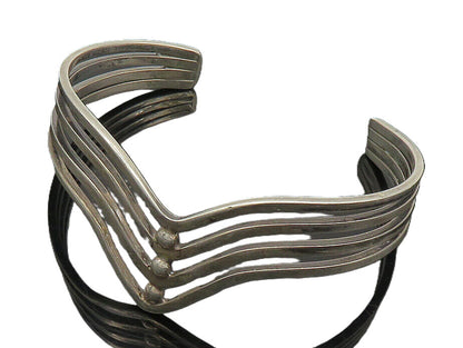 MIDDLE EAST 925 Sterling Silver  Vintage Pointed Split Cuff Bracelet  BT6985