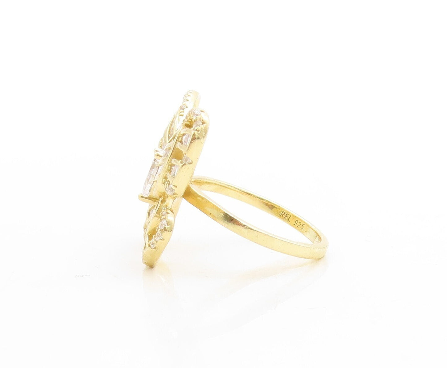 925 Sterling Silver Vintage Ring Gold Plated Topaz Butterfly  Sz 6.5  RG31359
