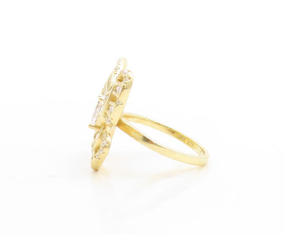 925 Sterling Silver Vintage Ring Gold Plated Topaz Butterfly  Sz 6.5  RG31359