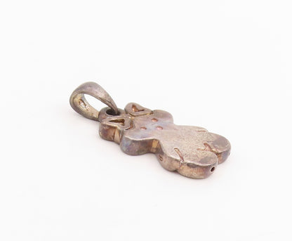 925 Sterling Silver Vintage Pendant Etched Little Teddy Bear Doll Charm  PT25184
