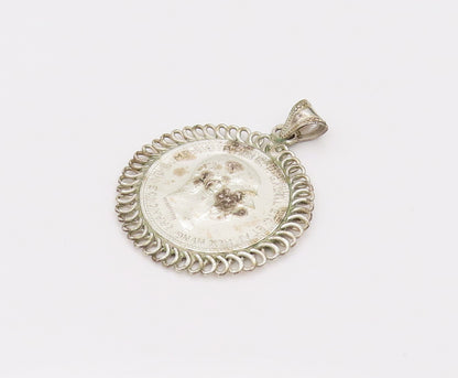 925 Sterling Silver  Vintage 2 Sided Austria King Fanz Joseph Pendant  PT22184