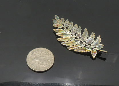 MMA 925 Sterling Silver  Vintage Shiny Floral Leaf Motif Brooch Pin  BP7975