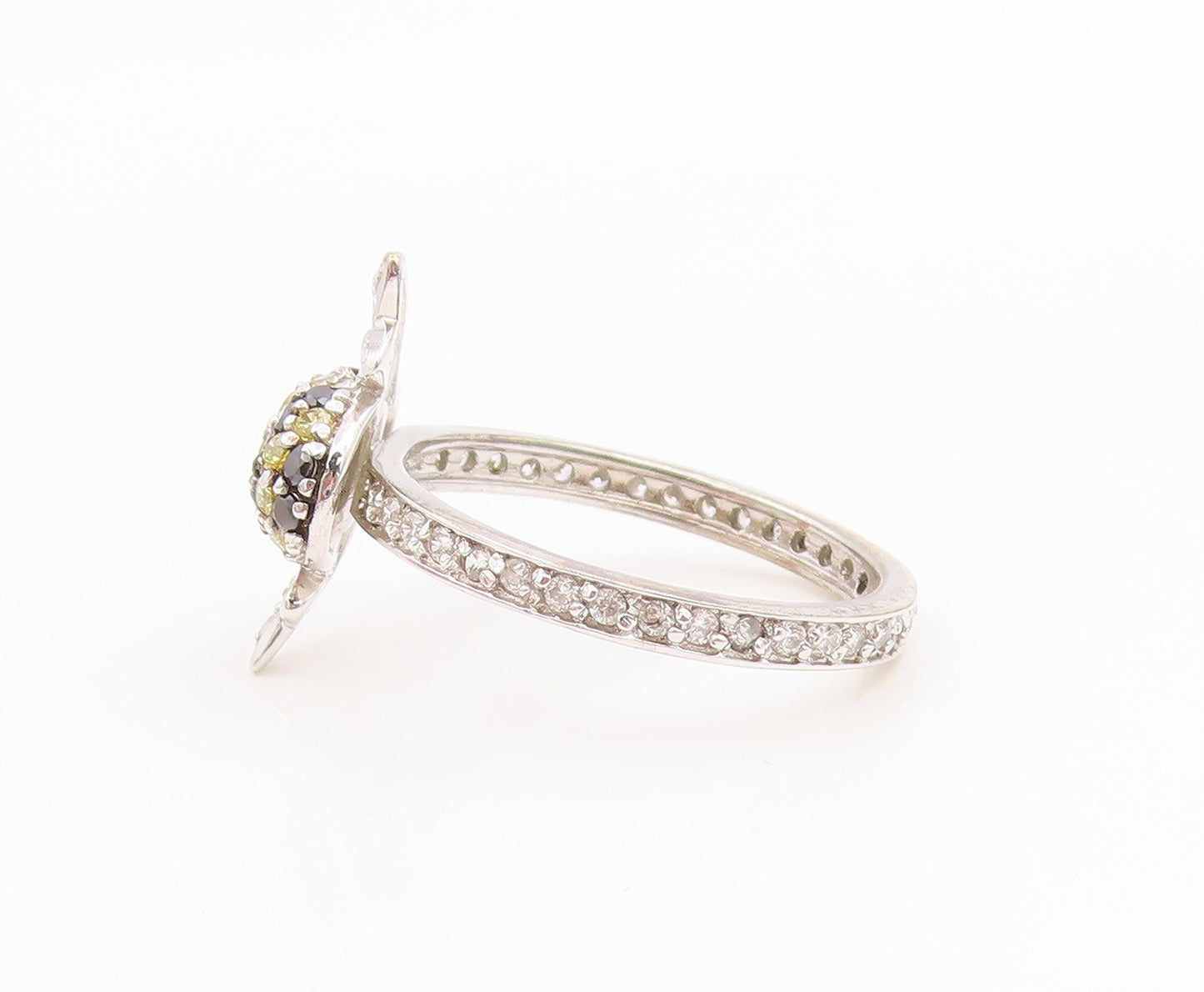 925 Sterling Silver Vintage Ring Classic CZ Bumblebee Motif Band  Sz 8  RG35941