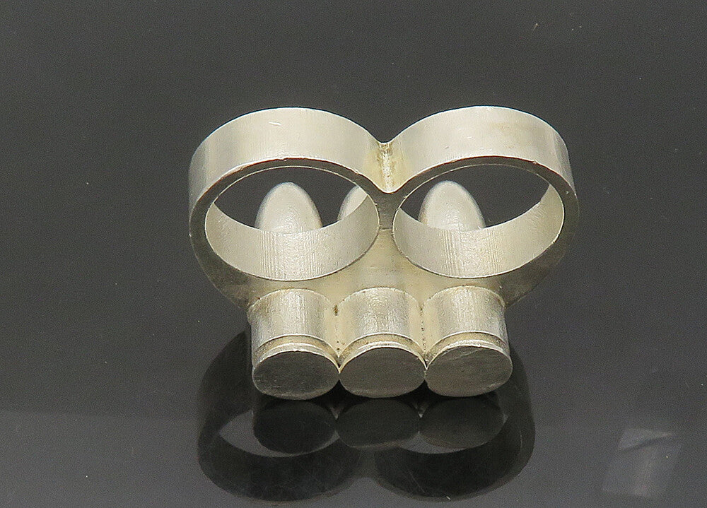 925 Sterling Silver Vintage Heavy Large Bullets 2 Finger Band Ring Sz 10 RG21344