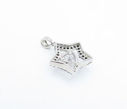925 Sterling Silver  Cubic Zirconia & Back Hematite Heart Star Pendant  PT2814
