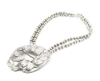 DESIGNER 925 Sterling Silver  Vintage Modernist Sculpted Chain Necklace NE1565