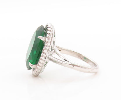 925 Sterling Silver Vintage Ring Large Oval Cut CZ Twisted Rope  Sz 7.5  RG32734