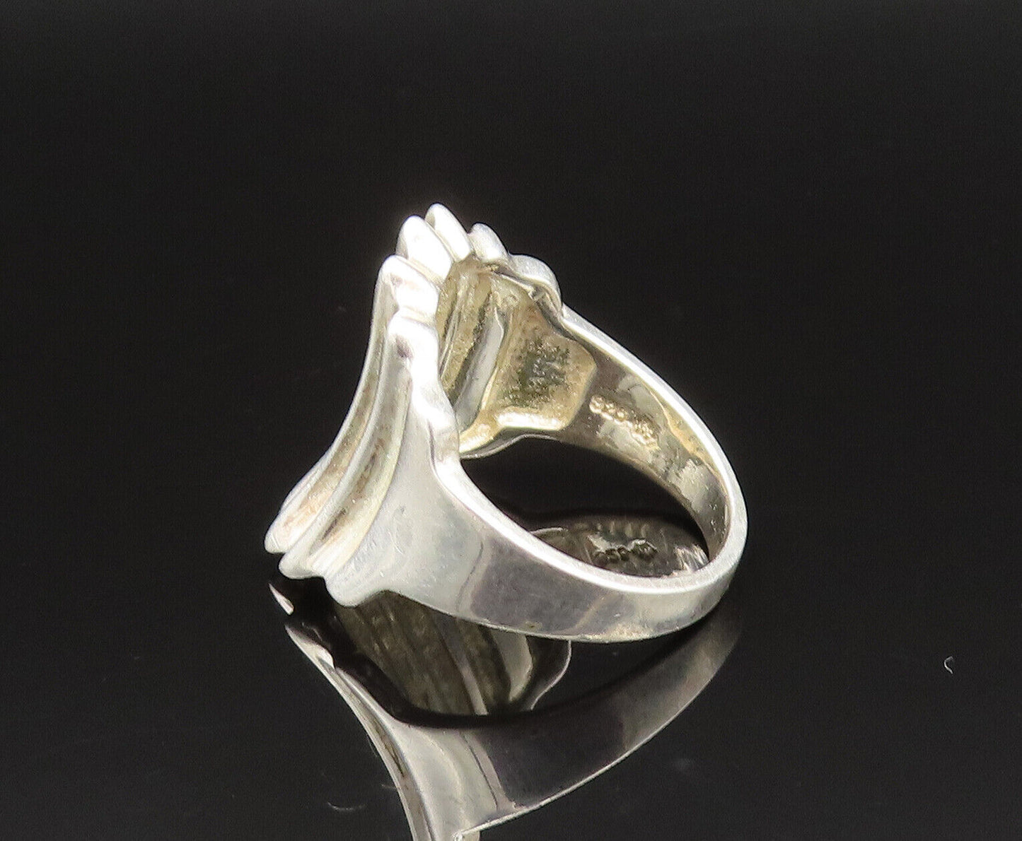 925 Sterling Silver  Vintage Concave Graduated Fluted Ring Sz 7.5  RG25618