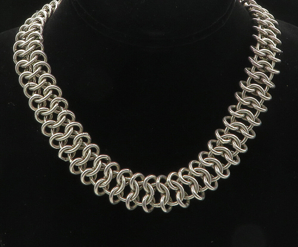 MEXICO 925 Sterling Silver  Vintage Minimalist Chunky Chain Necklace  NE1767