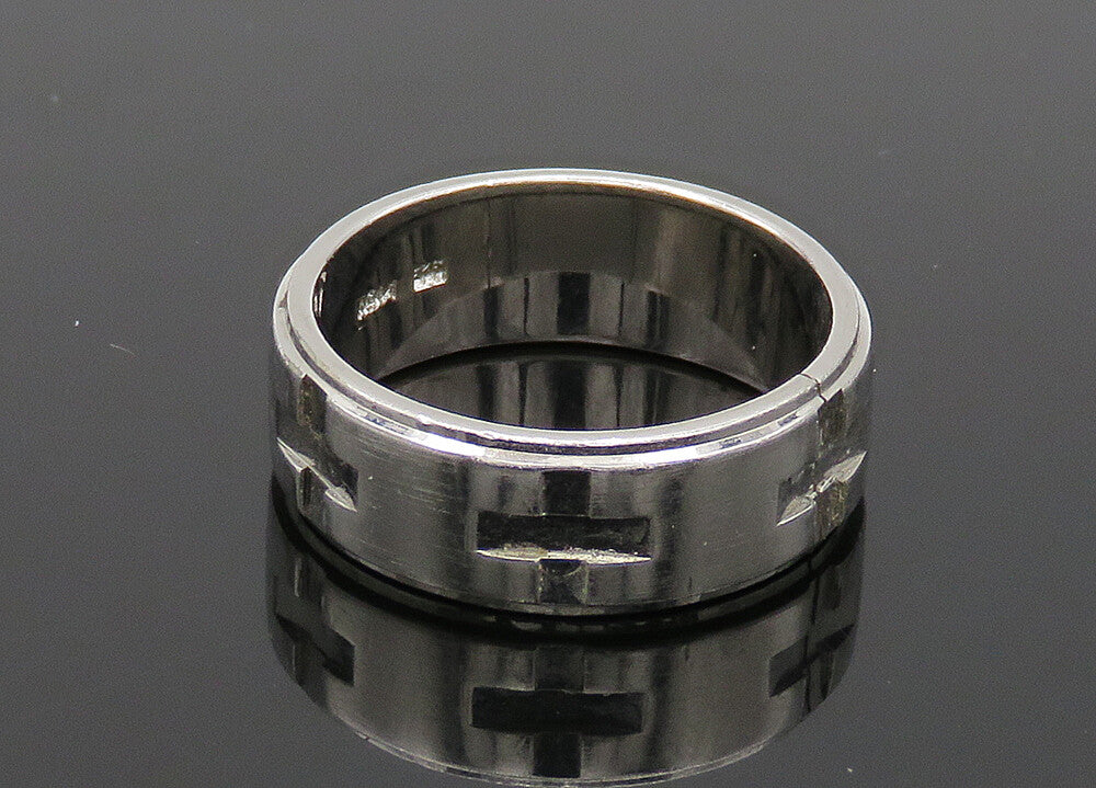 925 Sterling Silver  Vintage Shiny Cross Pattern Band Ring Sz 8.5  RG20705