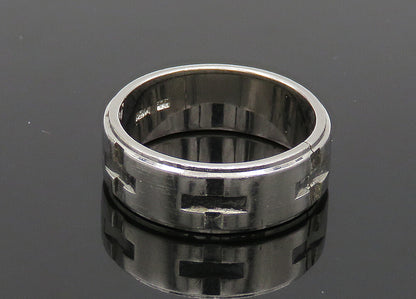 925 Sterling Silver  Vintage Shiny Cross Pattern Band Ring Sz 8.5  RG20705