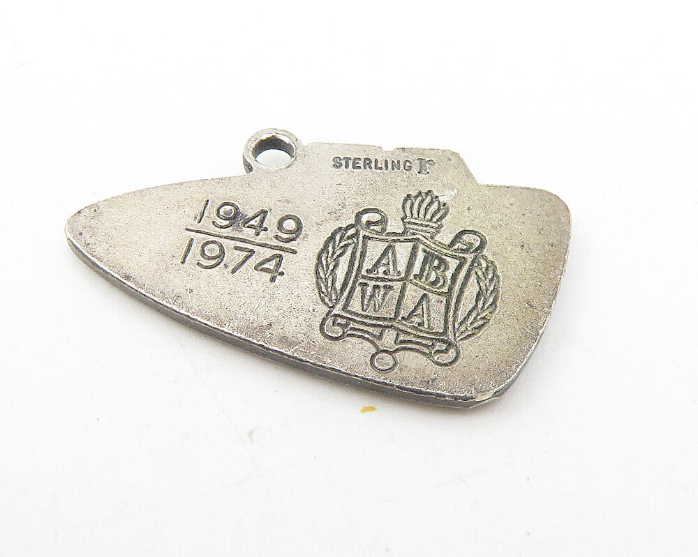 925 Sterling Silver  Vintage 25 Years ABWA Challenge Oxidized Pendant  PT9356