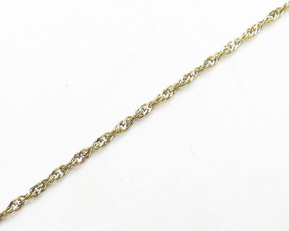 925 Sterling Silver  Shiny Genuine Diamond Two Tone Chain Necklace  NE2795