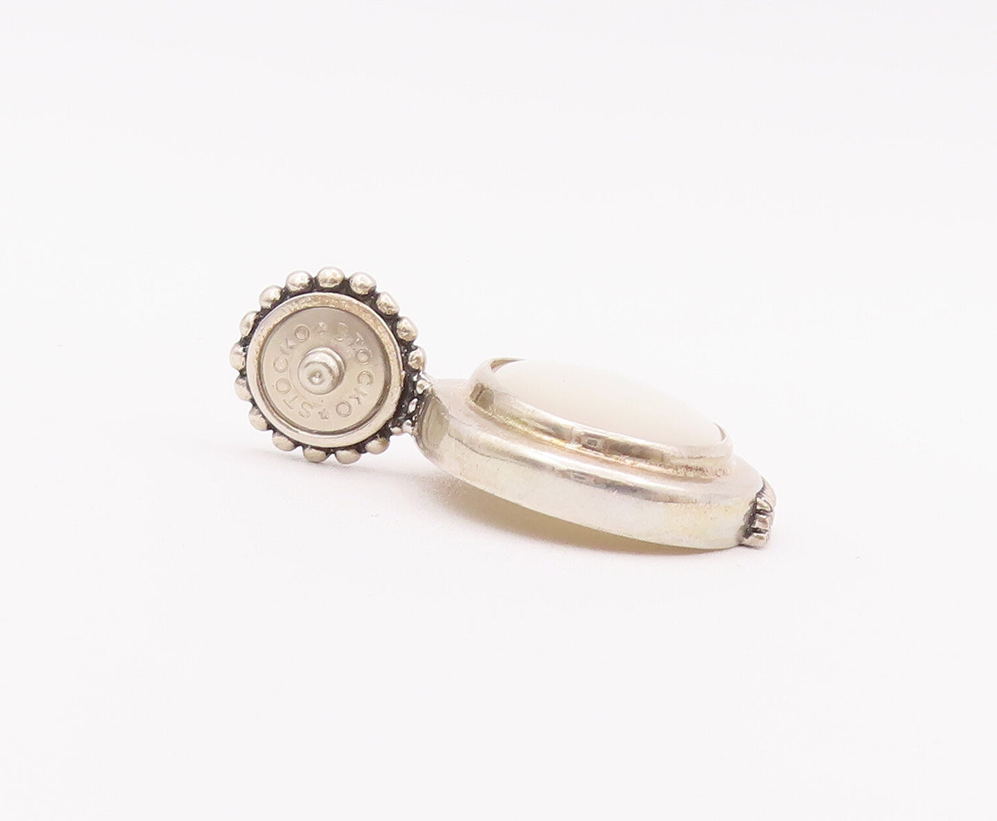 925 Sterling Silver Vintage Pendant ESPO SIG Mother Of Pearl Beaded  PT22789
