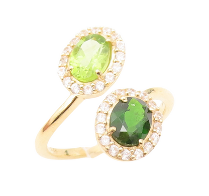 925 Sterling Silver Vintage Ring Gold Plated Bypass 2 Tone CZ  Sz 9.5 RG30479