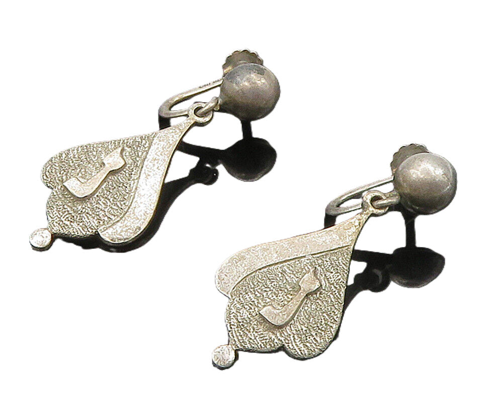 ISRAEL 925 Sterling Silver  Vintage Non Pierce Dangle Earrings  EG8135