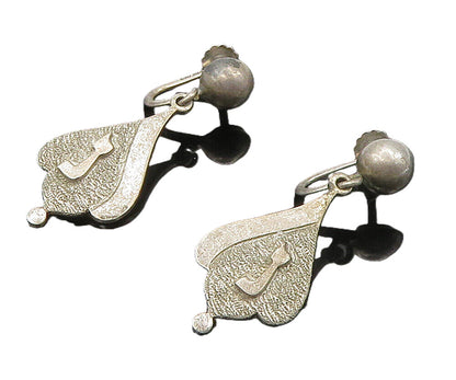 ISRAEL 925 Sterling Silver  Vintage Non Pierce Dangle Earrings  EG8135
