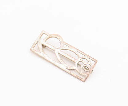 ENGLAND 925 Sterling Silver  Vintage Shiny Smooth Outline Brooch Pin  BP8336