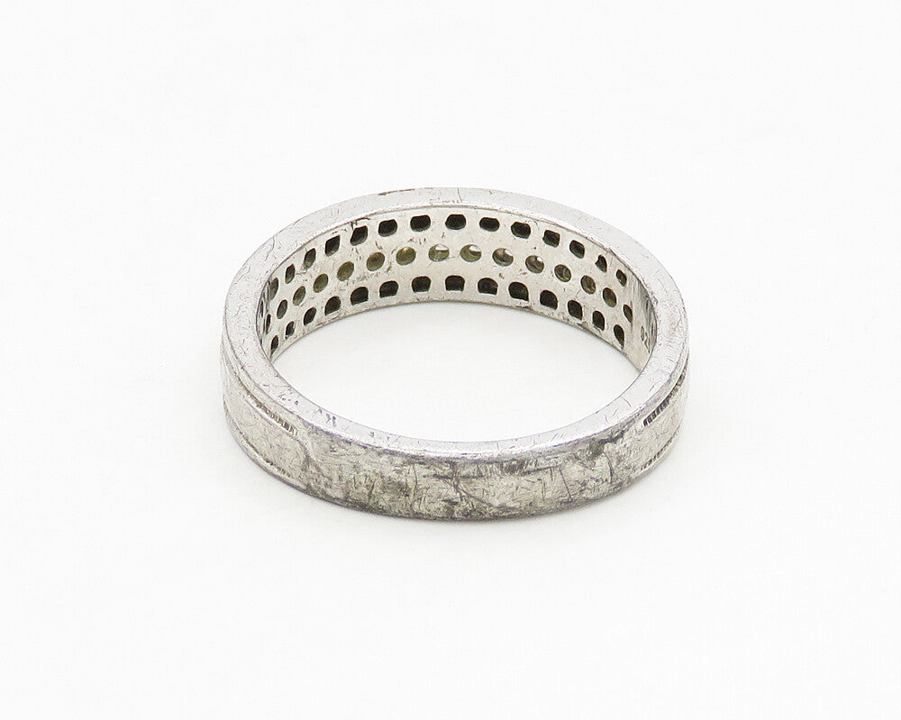 925 Sterling Silver  Vintage Genuine Diamonds Large Band Ring Sz 10.5  RG17647