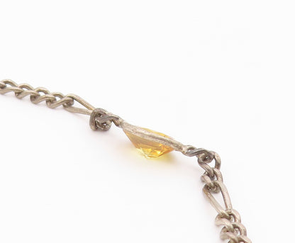 925 Silver  Vintage Inlaid White & Yellow Cubic Zirconia Chain Necklace NE4002