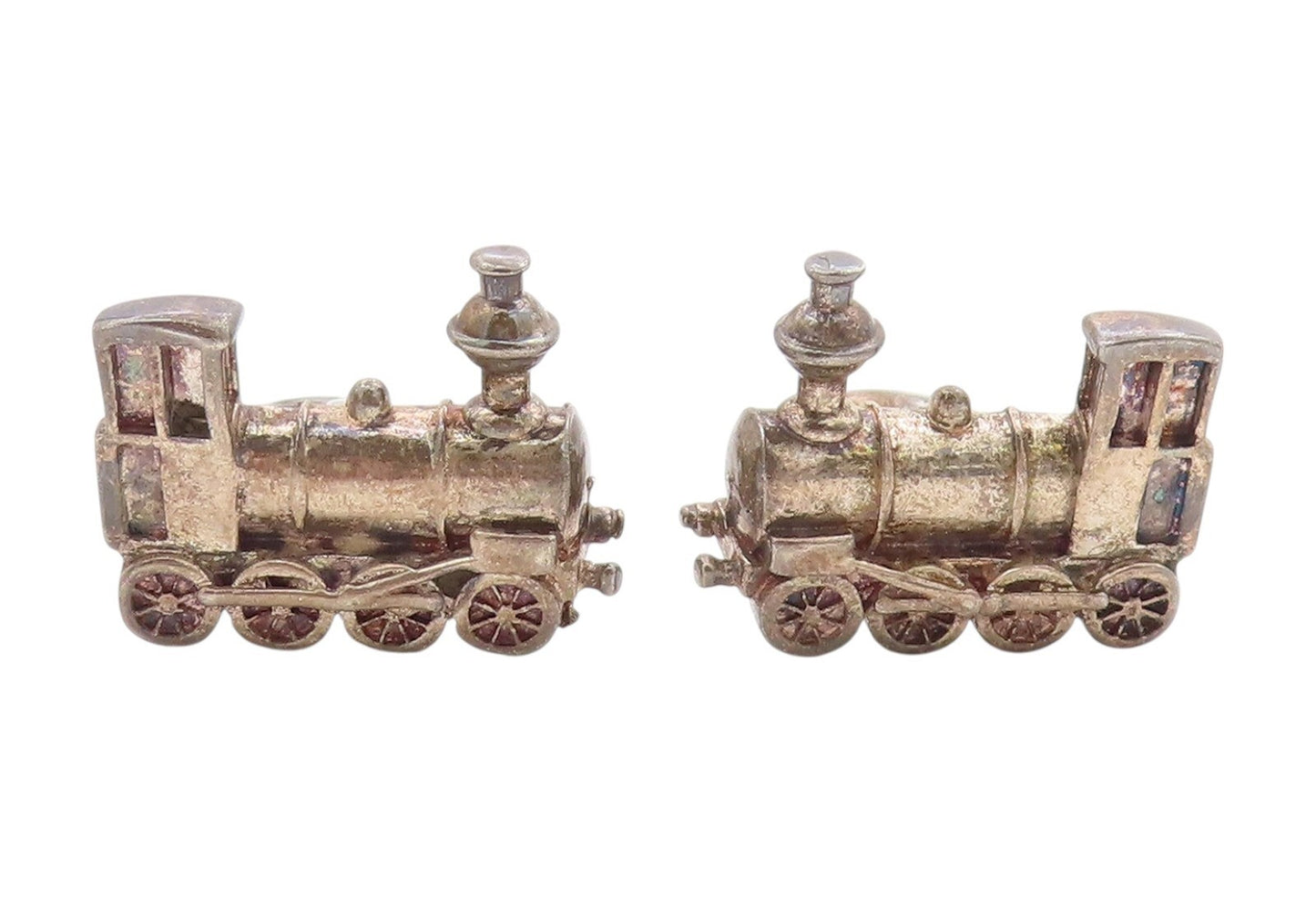 925 Sterling Silver Vintage Cuff Links Antique Dark Tone Train Engine   TR3884